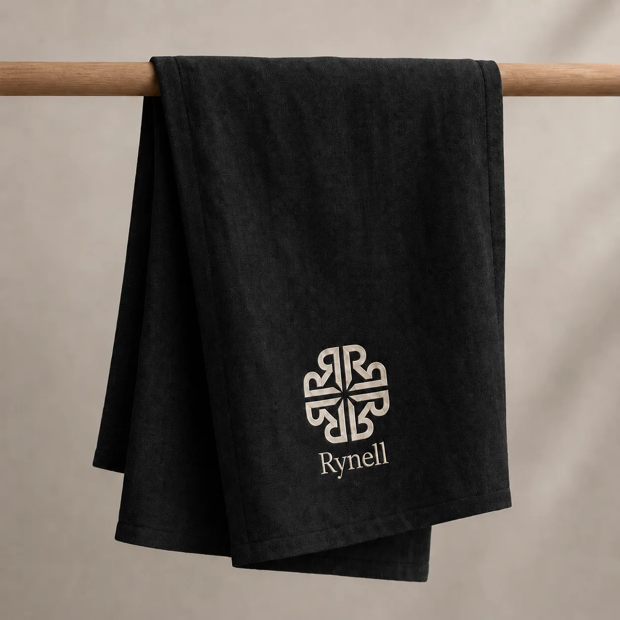 Natural linen Rynell towel with embroidered logo